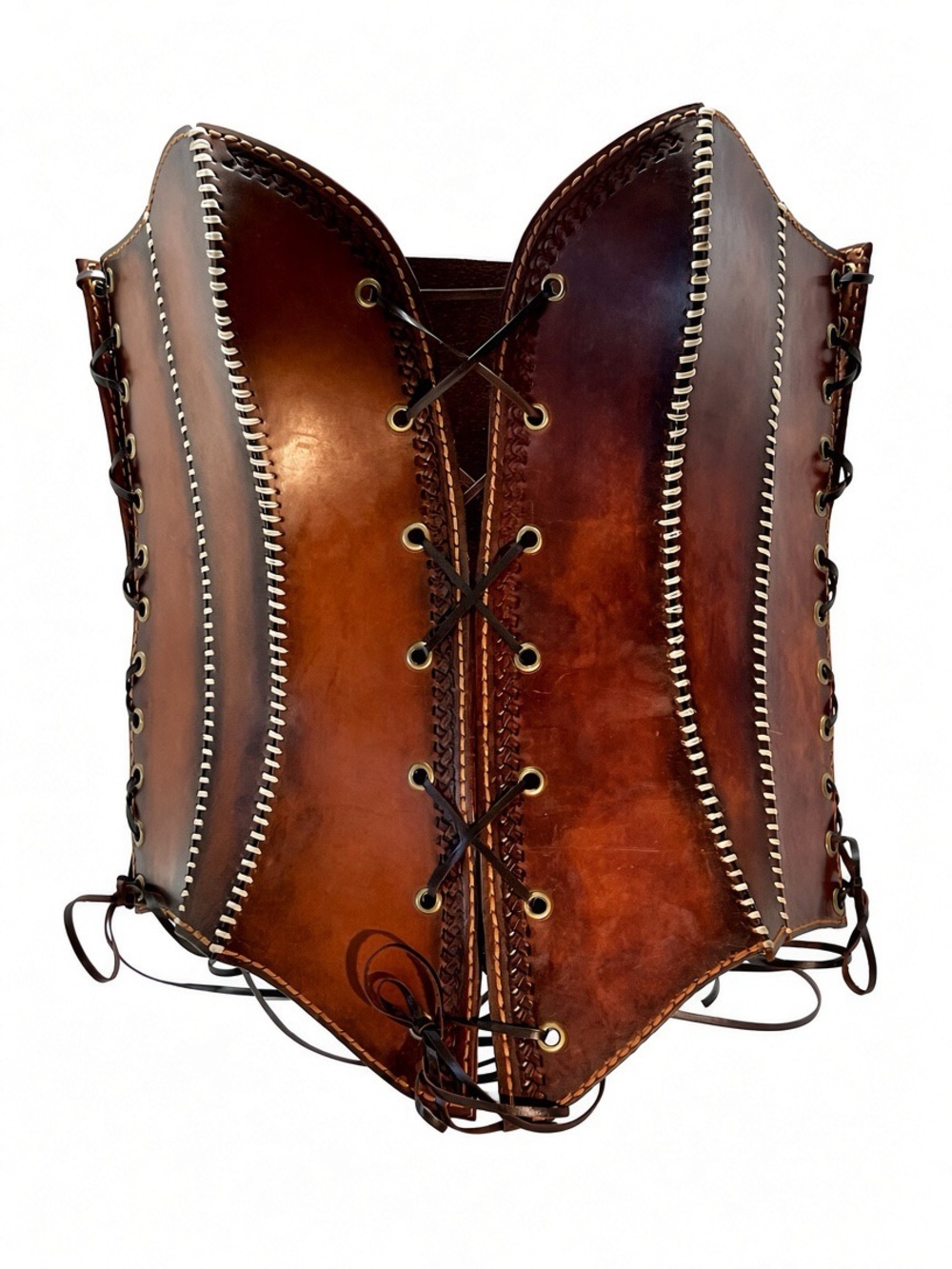 Custom made leather corset. Size small to medium. Adjustable. New. Costume/LARP.